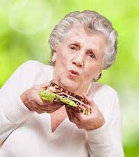 Elderly Woman Eating