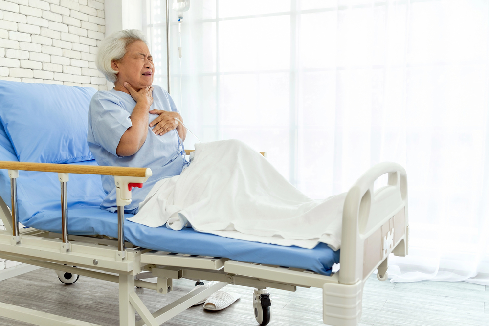 Elderly resident suffering a choking emergency in a nursing home facility