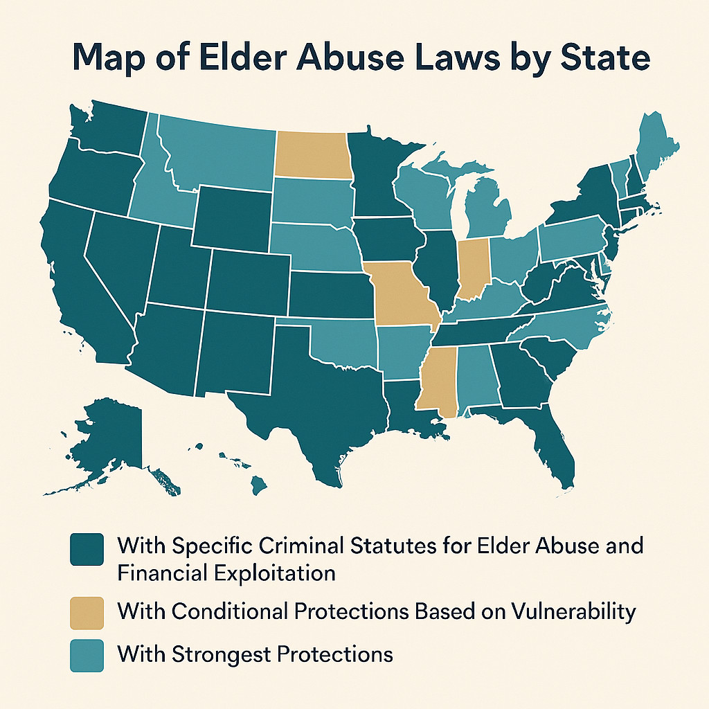 Map of elder abuse laws by state