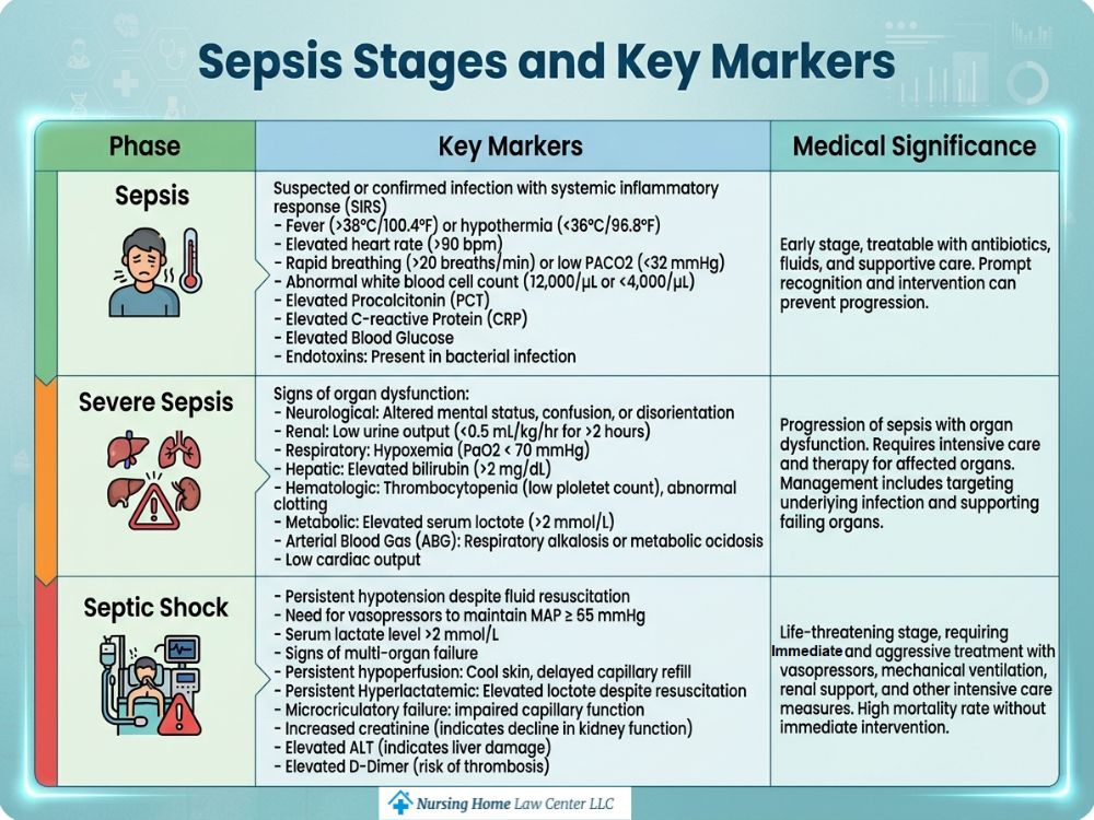 Sepsis fatality timeline among elderly nursing home residents with weakened immune systems