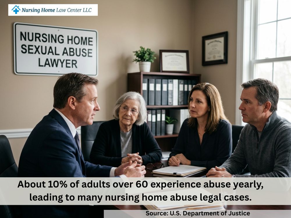 Nursing home sexual abuse lawyer meeting privately with a family to discuss abuse allegations involving an elderly resident