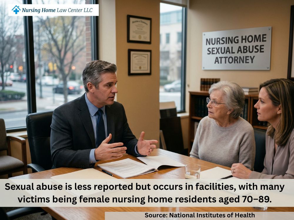 Lawyer for nursing home residents discussing legal options after suspected sexual abuse in a care facility