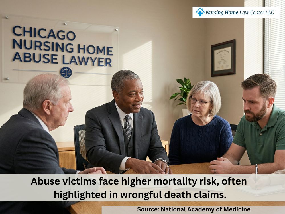 Attorney discussing a lawsuit with the family of a nursing home neglect victim
