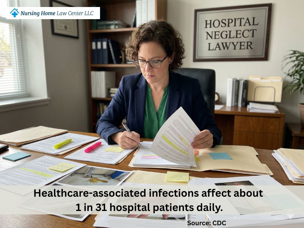 Hospital neglect lawsuit review showing unsafe hospital conditions and records of preventable patient injury