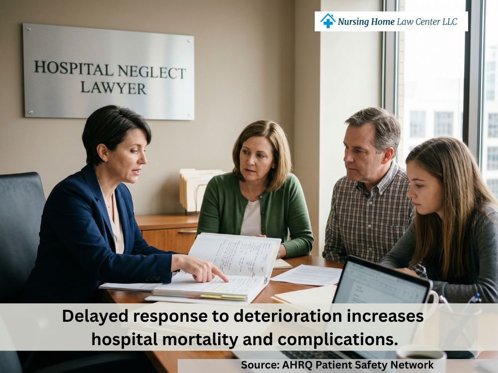 Family examining a hospital patient neglect claim involving delayed response to a patient’s worsening condition