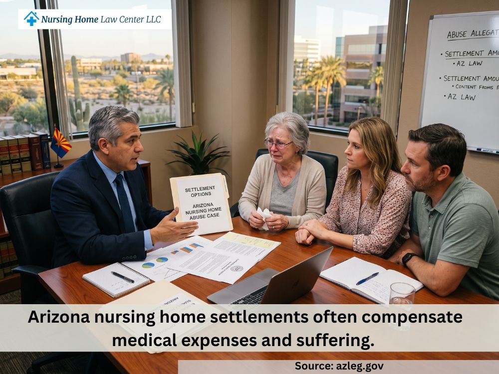 Nursing home lawyer discussing settlement options with a family after nursing home abuse in Arizona