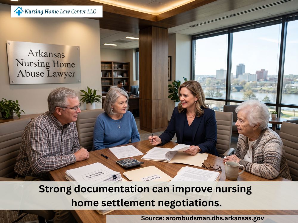 Nursing home abuse lawyer discussing settlement options with a family in Arkansas