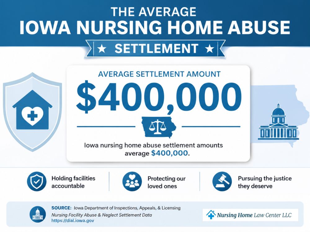 Graphic showing the average Iowa nursing home abuse settlement of $400,000
