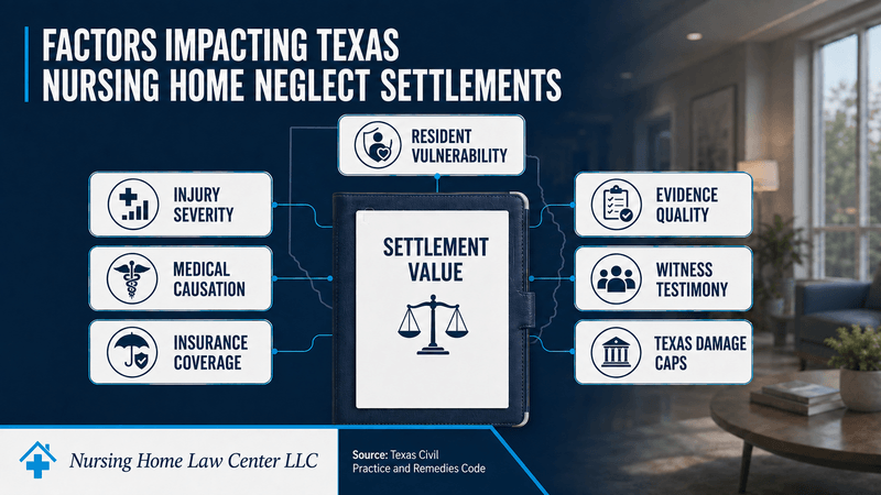 Factors impacting nursing home neglect settlements in Texas