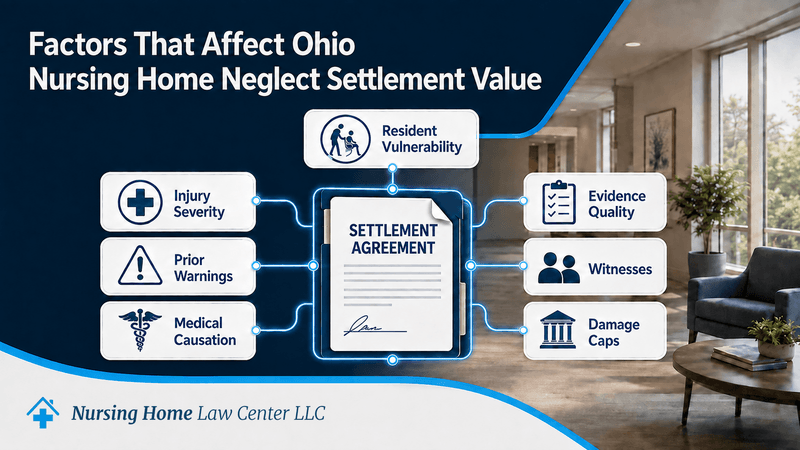 Medical records, care plans, witness statements, and facility reports representing factors that affect Ohio nursing home neglect settlement value