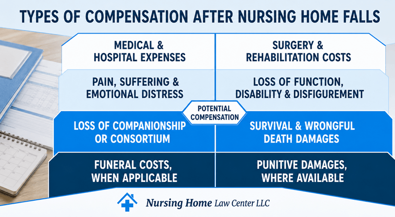 Types of compensation awarded in nursing home neglect settlements following falls