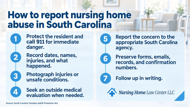 Steps for reporting suspected nursing home abuse in South Carolina