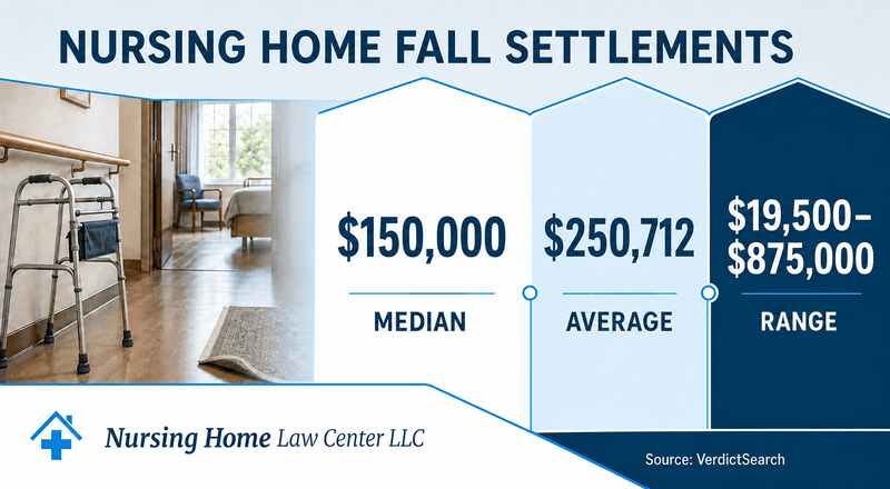 Range, median, and average settlement for nursing home fall injuries